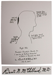 Very Large 16 x 20 Signed Drawing of President Kennedys Wounds as I saw him at Parkland Hospital in Dallas on November 22, 1963 by Dr. Robert McClelland, Who Held President Kennedys Head